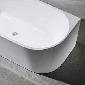 BPS-koupelny Voľne stojaca akrylátová vaňa k stene HYD-LE527B 150x75 biela, odtokový komplet chróm