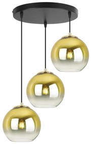 Závesné svietidlo Bergen Gold, 3x zlaté/transparentné sklenené tienidlo (fi 15cm), o