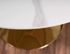 Kulatý jídelní stůl Espero 90 cm bílý/zlatý