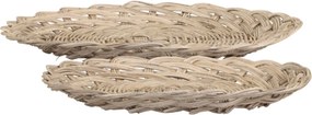 2ks okrúhly pletený prútený podnos Brain - Ø 45*4 / Ø 40*4 cm
