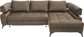 Rohová sedacia súprava Paris, svetlo hnedá látka, pravý roh