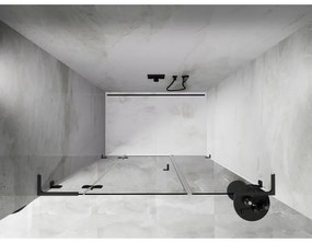 Mexen Lunar L, Otočné ľavé sprchové dvere 125 cm, 8mm číre sklo, grafitový profil, 834SL-125-050-95-00-L