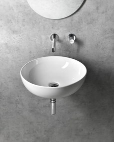 Sapho Tetris, nástenné okrúhle umývadlo s držiakom pre podomietkovou batériu, 415x140mm, biela, TZ429-02