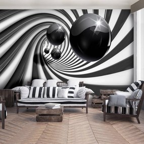 Fototapeta - 3D čiernobiely tunel (254x184 cm)