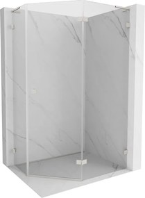Mexen Lunar, L pravý výklopný päťuholníkový sprchový kút 100x80 cm, 8mm číre sklo, oceľový profil, 831L-100P-080L-97-00-P