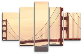 Sablio Obraz - 5-dílný Golden Gate 2 - 125x90 cm