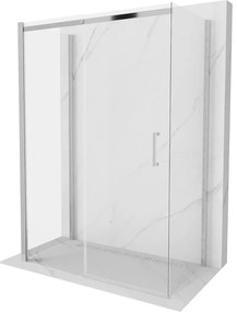 Mexen Omega, 3-stenný sprchovací kút s posuvnými dverami 140 (dvere) x 80 (stena) cm, 8mm číre sklo, chrómový profil, 825-140-080-01-00-3S