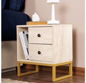 Nočný stolík GLIMMER 50x45,2 cm béžová/zlatá