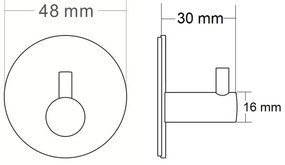 Sapho Sapho, Vešiačik samolepiaci, guľatý, čierna matná, 32204