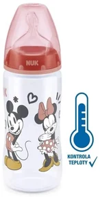 Dojčenská fľaša na učenie NUK Disney Mickey s kontrolou teploty 300 ml červená