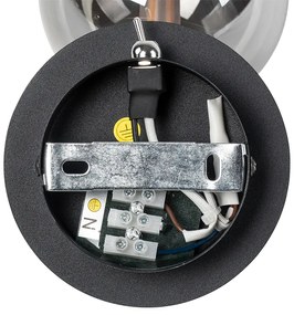 Rustikálne bodové svetlo čierne nastaviteľné s dymovým sklom - Atény