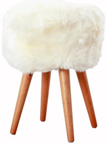 Stolička s bielym sedadlom z ovčej kožušiny Native Natural, ⌀ 30 cm