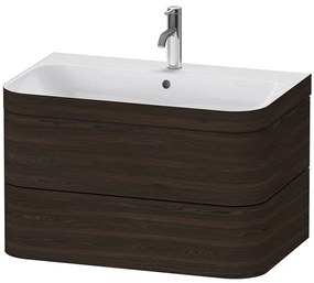 DURAVIT Happy D.2 Plus c-bonded závesná skrinka s nábytkovým umývadlom s otvorom, 2 zásuvky, 775 x 490 x 480 mm, orech kartáčovaný, HP4637O6969