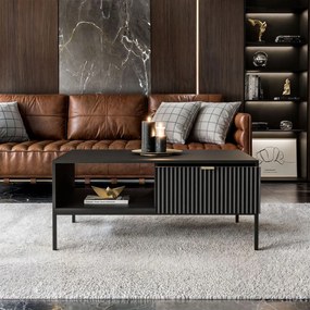 Konferenčný stolík CORA so šuflíkom čierna matná