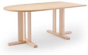 Stôl KUPOL, polovičný ovál, 1800x800x720 mm, linoleum - béžová, breza