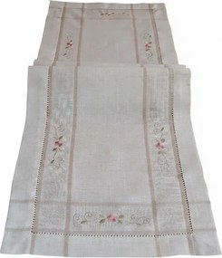 Ľanový obrus Ružový kvet 40 × 140 cm