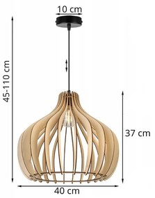 Závesné svietidlo Timber 3, 1x drevené tienidlo