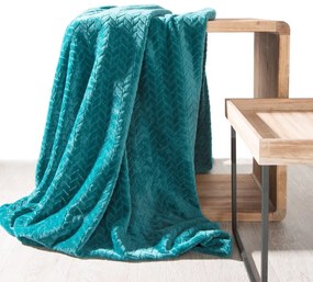 DomTextilu Tyrkysová hrejivá deka s geometrickým motívom  70 x 160 cm