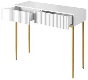 Toaletný stolík Nicole 100 cm so zásuvkami - biely mat / zlaté nohy