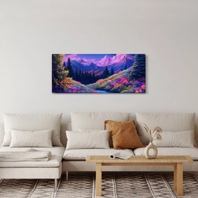 Obraz - Fialová krajina pri úplnku (120x50 cm)