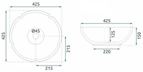 REA-U7504 - Umývadlo na dosku FELICIA priemer 42,5 cm keramika/kvetinový vzor
