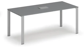 Stôl PRIMO INFINITY 1800 x 900 x 750, grafit + stolová zásuvka TYP III, strieborná
