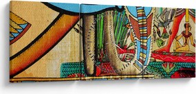 Obraz s egyptskými motívmi (s hodinami) (90x30 cm)