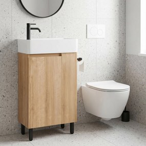 Rea Astra, umývadlová skrinka 430x260x825 mm s keramickým umývadlom, hnedá/biela, REA-M0404