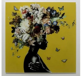 Bouquet Beauty sklenený obraz žltý 100x100 cm