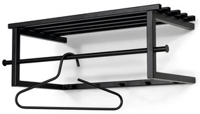 Čierny kovový nástenný vešiak s poličkou Marco – Spinder Design