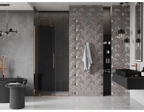 Mexen Velar, posuvné sprchové dvere do otvoru 100 cm, 8mm šedé sklo, ružové zlato, 871-100-000-41-60