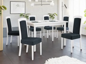 Rozkladací jedálenský stôl so 6 stoličkami - AL26, Morenie: biela - L, Poťahové látky: Zetta 300