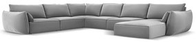 Svetlosivá zamatová rohová pohovka (ľavý roh/do "U") Vanda – Mazzini Sofas
