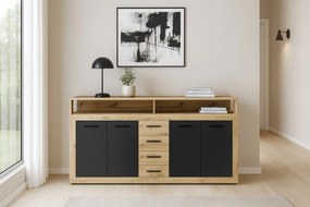 Komoda Luna 190 cm dub Artisan/čierna