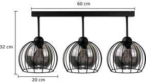 Prisadený luster SOLO BLACK 3xE27/60W/230V