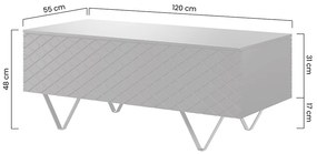 Konferenčný stolík Scalia 2K 120 cm - biely mat / čierne nožičky