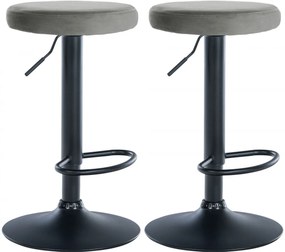 2x Barová stolička Ponte - zamat, čierny rám - Sivá