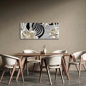 Obraz - 3D zlaté kvety (120x50 cm)