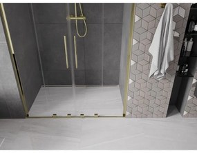 Mexen Velar L Duo, posuvné sprchové dvere do otvoru 150 cm, 8mm číre sklo, zlatá lesklá, 871-150-003-02-50