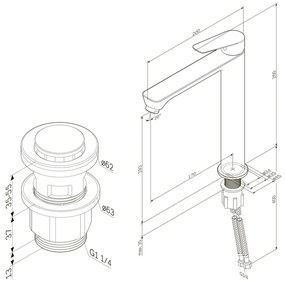 Umývadlová batéria AM.PM Hit FTA92222 vysoká s odtokovým ventilom, čierna