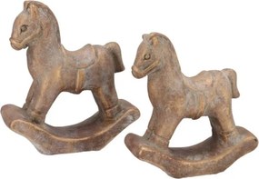 Zlatá antik cementová dekorácia hojdací koník Horse Gold - 14*5*15 cm