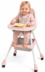 Praktická detská stolička na kŕmenie 3v1 ružová