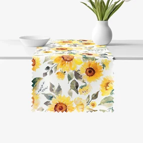 Goldea behúň na stôl teflónový - kvety slnečnice 35x120 cm