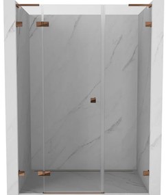 Mexen Lunar L, ľavé otočné sprchové dvere 120 cm, 8mm číre sklo, ružové zlato profil, 834SL-120-050-60-00-L