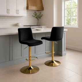 Barová stolička Hoover zamat - čierna