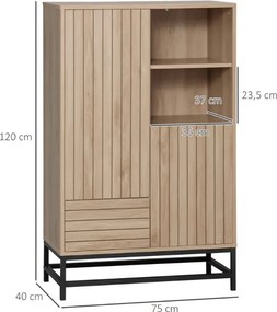 Vysoká komoda VALMOR 120x75 cm, dekor dub