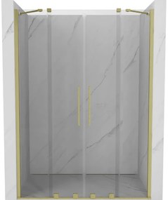 Mexen Velar Duo, posuvné dvere do otvoru 160x200 cm, 8mm číre sklo, zlatá matná, 871-160-000-02-55