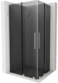 Mexen Velar Duo, sprchový kút s posuvnými dverami 90 x 80 cm, 8mm šedé sklo, brúsená oceľ, 871-090-080-42-97
