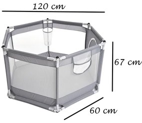 Hracia ohrádka 120 cm, sivá