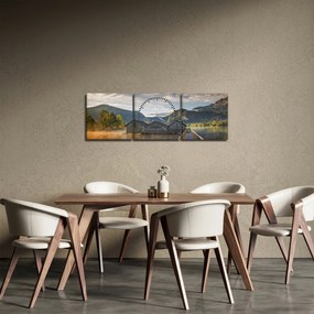 Obraz jazera (s hodinami) (90x30 cm)